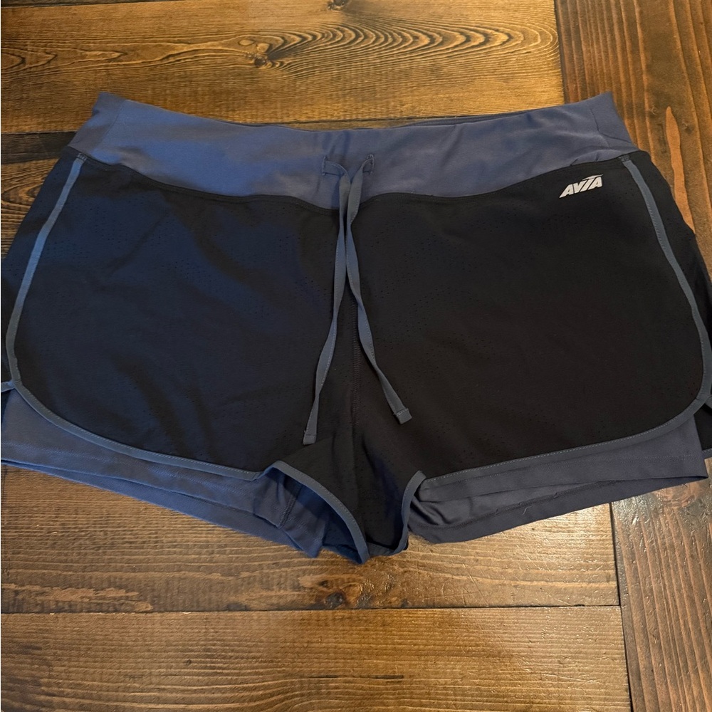 Avia Black and Gray Athletic Shorts with Drawstring Waist